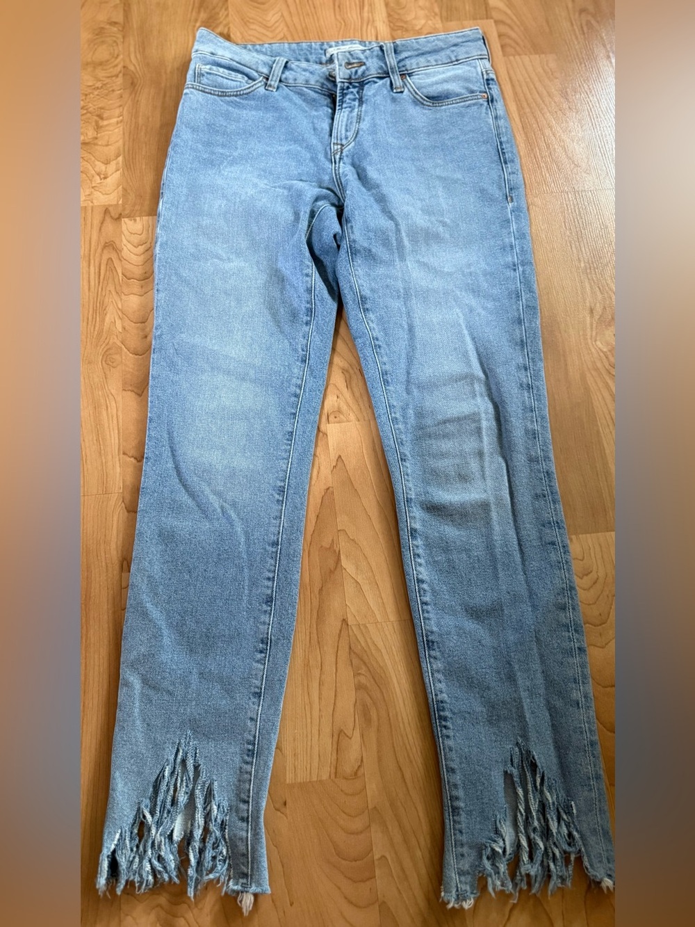 Mavi Women's Light Blue Skinny Jeans with Frayed Hem